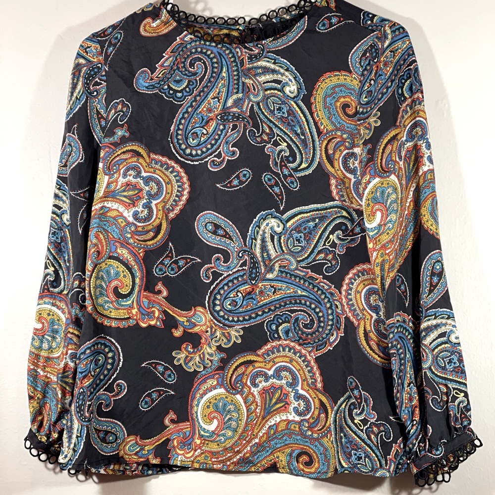 J Crew Silk Paisley Blouse size 0